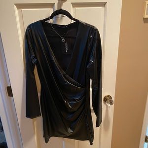 Pretty Little Thing Wrap Vegan Dress Sz 10 NWT